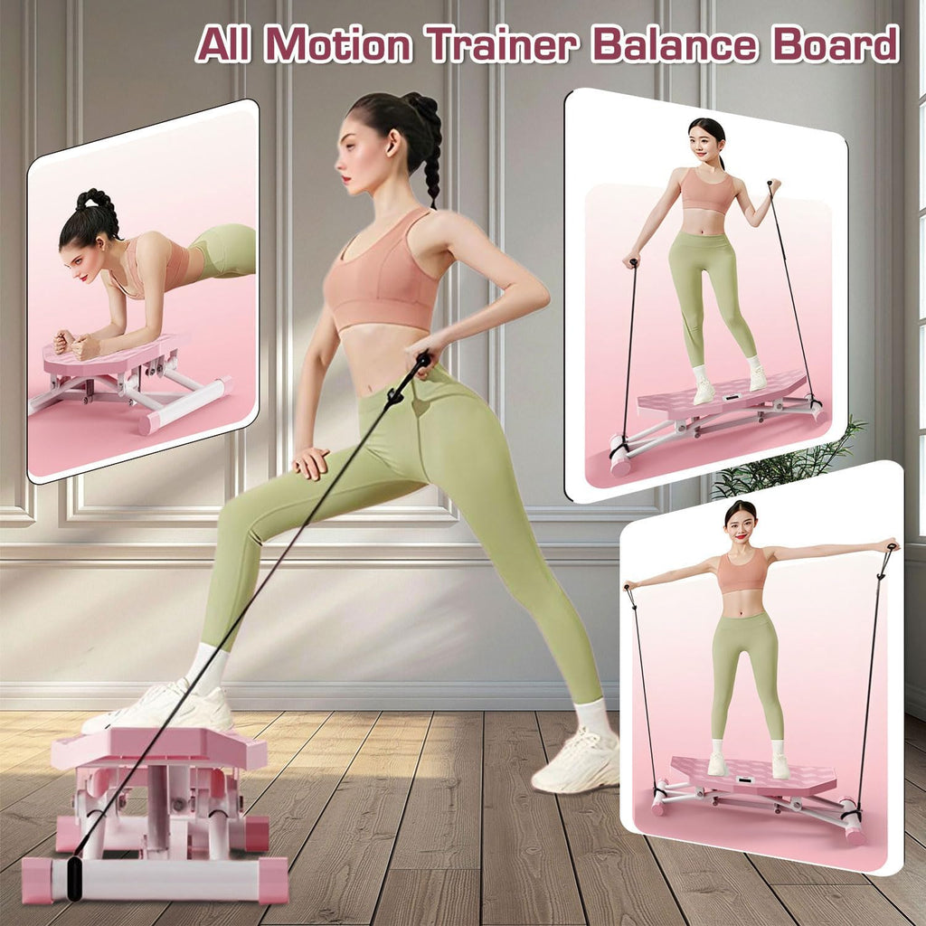 Balance Board, All-Motion Trainer, Portable Ski Balancing Machine Featuring LCD Monitor, Ski Simulator with Resistance Bands for Full Body Workout