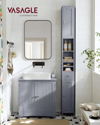 VASAGLE Tall Bathroom Cabinet, Slim Freestanding Bathroom Storage Cabinet with Adjustable Shelves, Drawer, Open Compartments, for Small Spaces, Modern, Dove Gray UBBC765G02