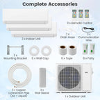 SIMOE 36000 BTU Tri 3 Zone Multi Zones Mini Split AC Heat Pump Full Set, Mini Split Air Conditioner, Wifi-Enabled 23 SEER2, 9k+9k+12k BTU, 208-230V, Ductless Energy Star, Installation Kit