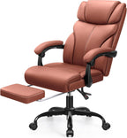 Office Chair, Executive Big and Tall Leather Desk Chairs with Footrest, Ergonomic Breathable Computer Chair with Adjustable High Back, Lumbar Support Swivel PC Chairs with Rocking Function
