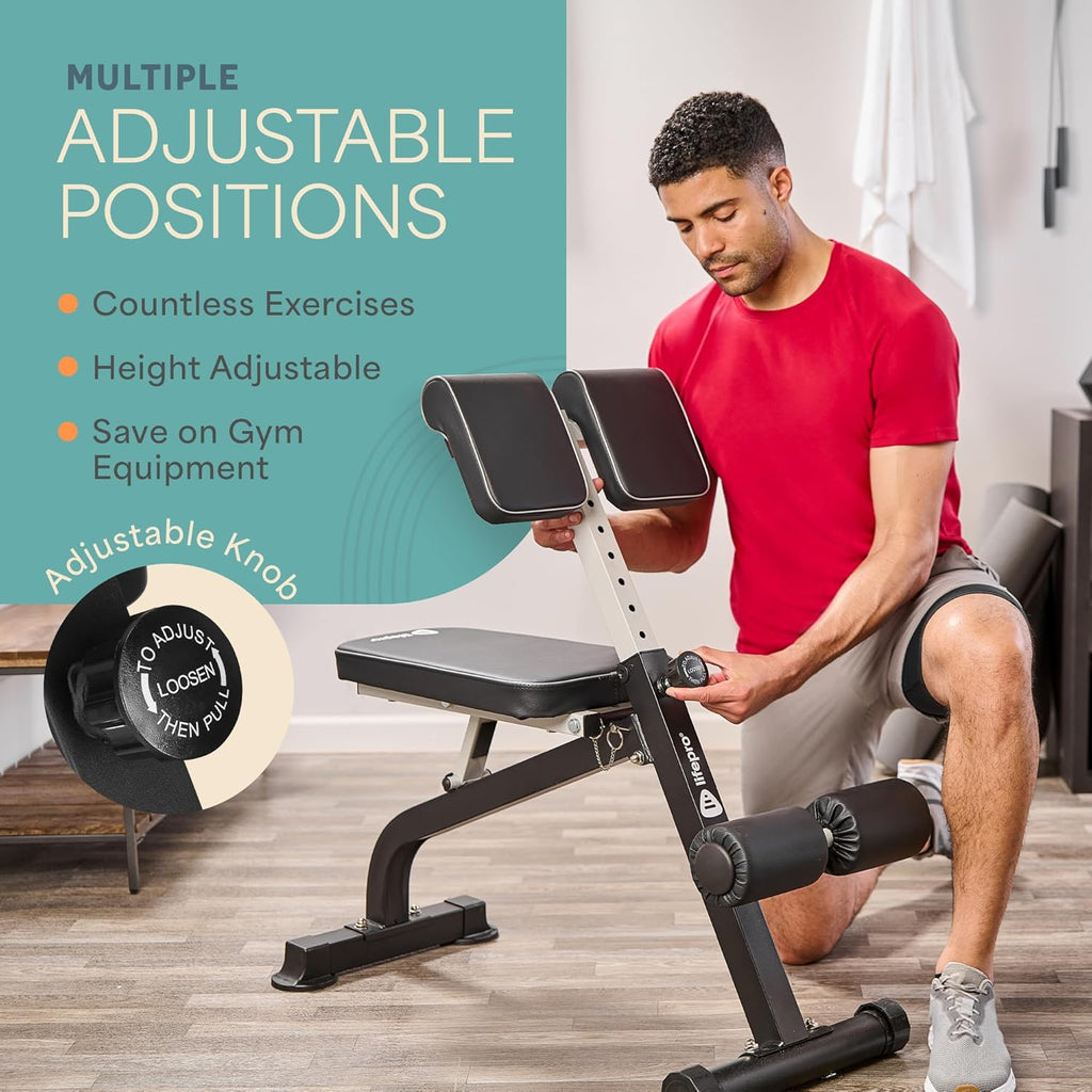 Lifepro SculptTrainer Roman Chair – Hyperextension Bench for Strength Training – Adjustable Back Extension Machine, Ab Bench & Foldable Sit-Up Bench for Athletes, Core Work & Home Gym Workouts