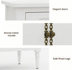 RoyalCraft 59" Buffet Cabinet with Storage, Vintage Sideboard with Adjustable Shelves & Carved Handle, Mid Century Modern Painted Credenza Coffee Bar for Kitchen, Dining Room, Satin White
