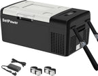 Setpower Car Refrigerator Electric Cooler 15L/15.8QT, Car Fridge Portable Freezer 12V Refrigerator Plug In Camping Cooler 12/24V DC 110/240V AC for Truck RV Travel Road Trip, Black