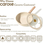 CAROTE 22PCS Pots and Pans set Non Stick, Ceramic Cookware Set, RV Kitchen Cooking Set Removable Handles, Oven Safe, Induction Coolware, Non-toxic Kitchen Cooking Set, PFAS and PFOA Free