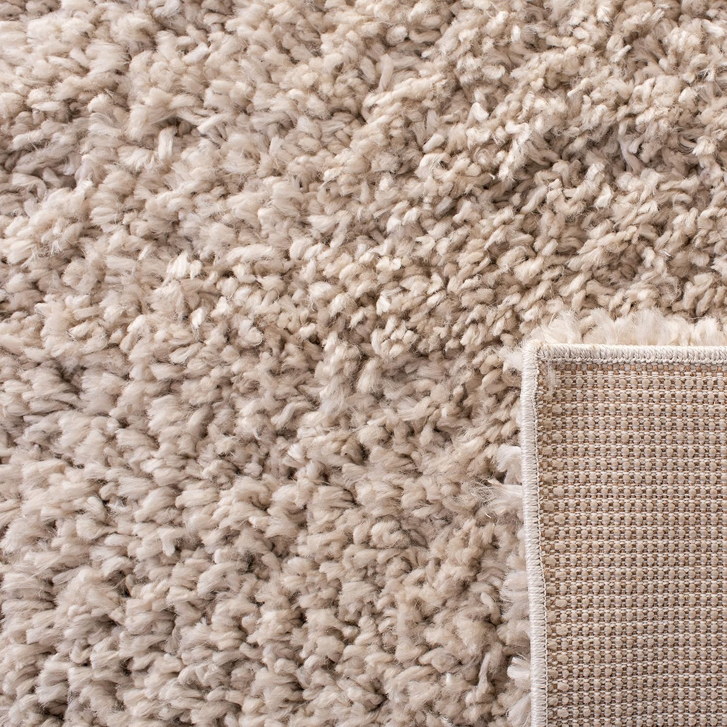 SAFAVIEH August Shag Collection Area Rug - 9' x 12', Beige, Solid Design, Non-Shedding & Easy Care, 1.5-inch Thick Ideal for High Traffic Areas in Living Room, Bedroom (AUG200D)