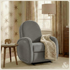 Austin Power Glider Recliner | Contemporary Nursery Glider Chair with Adjustable Headrest & Glide | Live Smart Stain-Resistant Fabric | Modern Recliner Chair for Nursery & Living Spaces, Gray