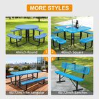 4ft Rectangular Picnic Table – Heavy-Duty Metal Mesh Outdoor Dining Table  Thermoplastic Coated Steel  Outdoor Living  Parks & Schools (Blue  4ft)