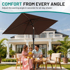 AreShark 6.5' x 10' Rectangular Patio Umbrellas for Outdoor, Outdoor Table Umbrella, Large Outdoor Patio Umbrellas with 6 Sturdy Ribs for Pool, Garden, Deck & Market (Brown)