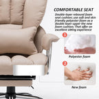 Efomao Big and Tall Office Chair 400lbs – PU Leather Executive Office Chair with Lumbar Support & Leg Rest, Heavy-Duty Computer Chair for Home Office, Dark Beige