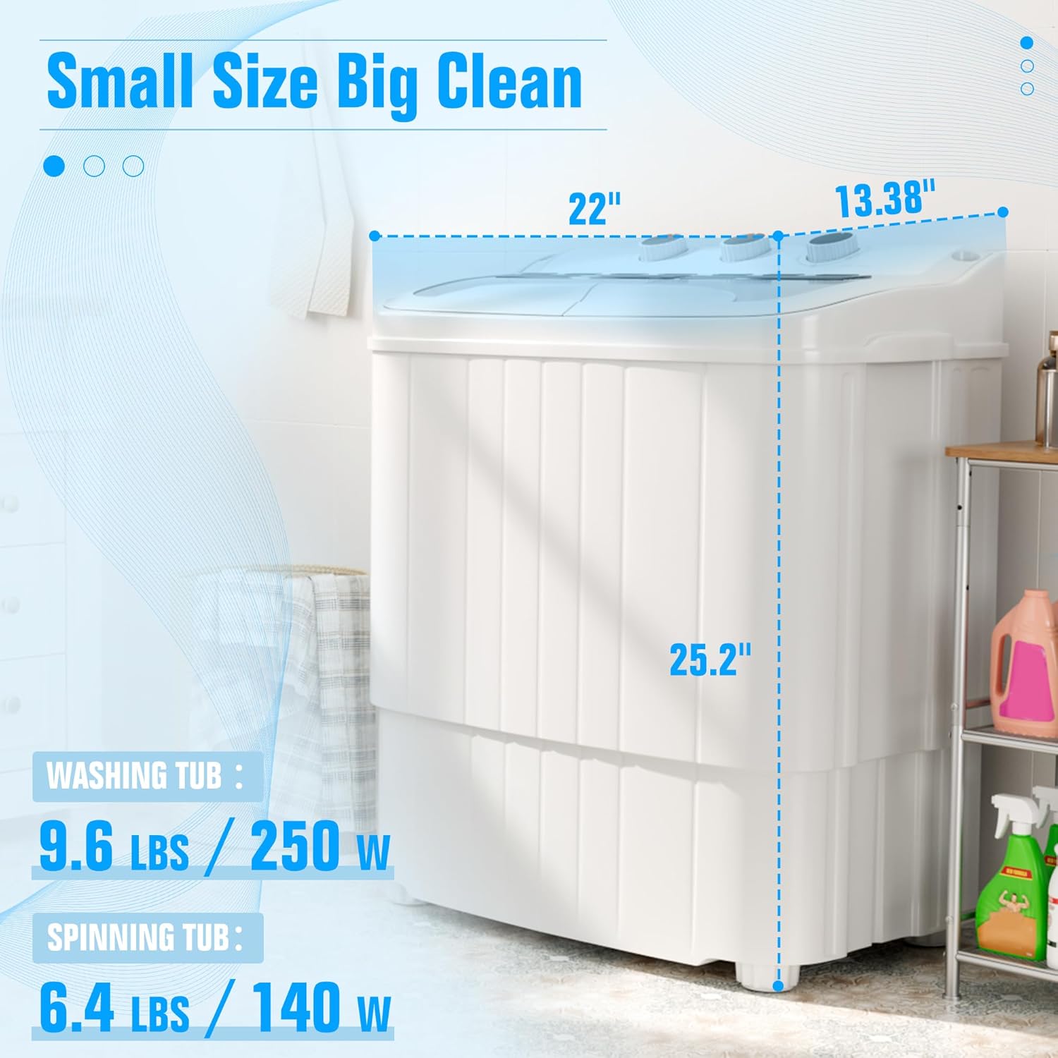 Pataku Portable Washing Machine, 17.6 Lbs Compact Mini Washer and Dryer Combo,Twin Tub Laundry Washer with Spin Cycle, Soaking Function Ideal for Apartment, Dorms, RVs Camping, Grey