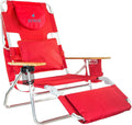 Ostrich the Deluxe 3N1 Lightweight Lawn Beach Reclining Lounge Chair with Footrest, Outdoor Furniture for Patio, Balcony, Backyard, or Porch, Red