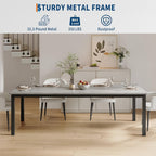 GarveeHome 70.8 in Industrial Dining Table for 6, Wooden Long Dinner Table with Mortise Tenon Design, Kitchen Table with Sturdy Metal Legs, for Dining Room Home Office Living Room, Grey