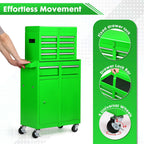 5-Drawer Rolling Tool Chest – 2-in-1 Lockable Tool Box with Wheels, Sliding Drawers & Detachable Top – Garage & Workshop Storage Cabinet, Green