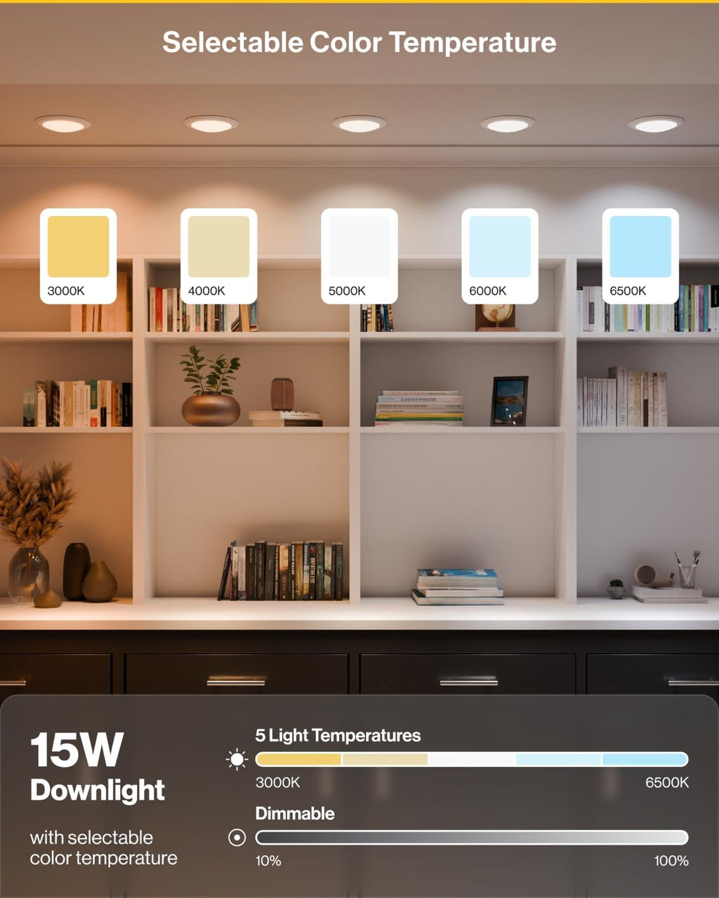Sunco 144 Pack LED Disc Lights Ceiling 6 Inch, Flush Mount Disk Light, Recessed Can Lighting, 1050 LM, 15W (75W Equivalent), Selectable CCT 3000K/4000K/5000K/6000K/6500K, Dimmable, Damp Rated ETL