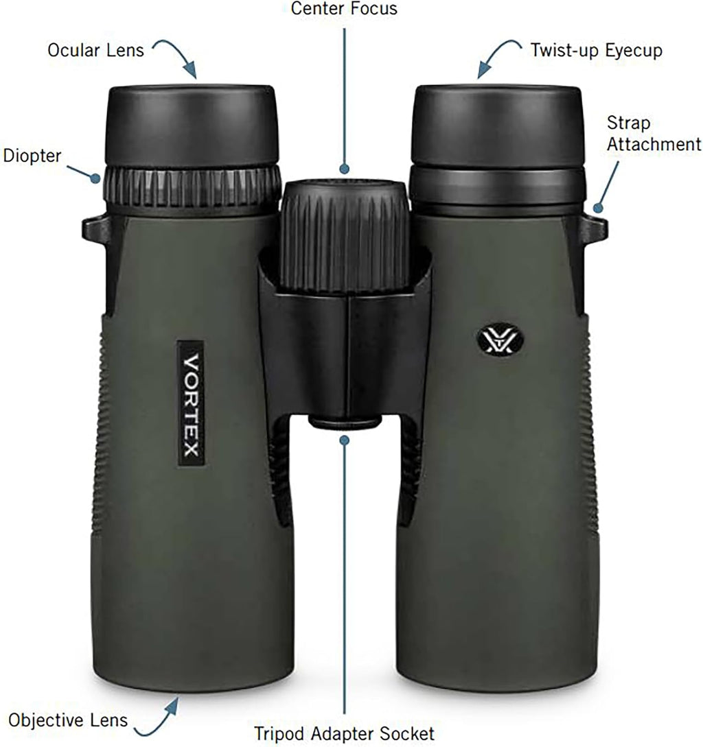 Vortex Optics Diamondback HD 10x42 Binoculars - HD Optical System  Non-slip Grip  Waterproof  Fogproof  Shockproof  Included GlassPak - Unlimited  Unconditional Warranty
