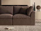 110" Cloud Sectional Couches for Living Room, Boneless L-Shape Couch with Ottoman, 3 Seater Modular Sectional Sofa, Brown