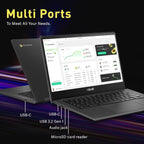 ASUS Chromebook Laptop Student Business 2024  14" FHD Anti-Glare Display  8-Core MediaTek Kompanio 520  4GB RAM  128GB (64GB eMMC+64GB Card)  Webcam  WiFi  15+ Hrs Battery  Chrome OS +HubxcelAccessory