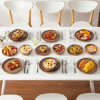 vancasso Plates and Bowls Sets, 18 Pieces Modern Ceramic Dinnerware Set for 6, Dish Set for Kitchen, Dinner Set Stoneware Dishware Set Microwave and Dishwasher Safe, Brown, Series ZERMATT