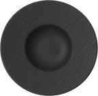 Villeroy & Boch Manufacture Rock Pasta Bowl, Set of 4, Premium Porcelain, Made in Germany, Black