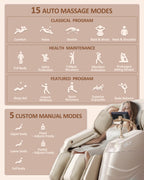 RELX Massage Chair Full Body, 20 Modes Zero Gravity SL-Track Shiatsu Massage Chair Built-in Heat System, Airbag Massage with Body Scan, Deep Yoga Stretch, Calfrest Extension and AI Control(Cream)