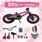 Olakids Kids Bike, 12 14 16 18 Inch BMX Style Toddlers Bike with DIY Drawing Board Training Wheels Adjustable Seat Coaster Brake Handbrake Safety Bell for Boys Girls