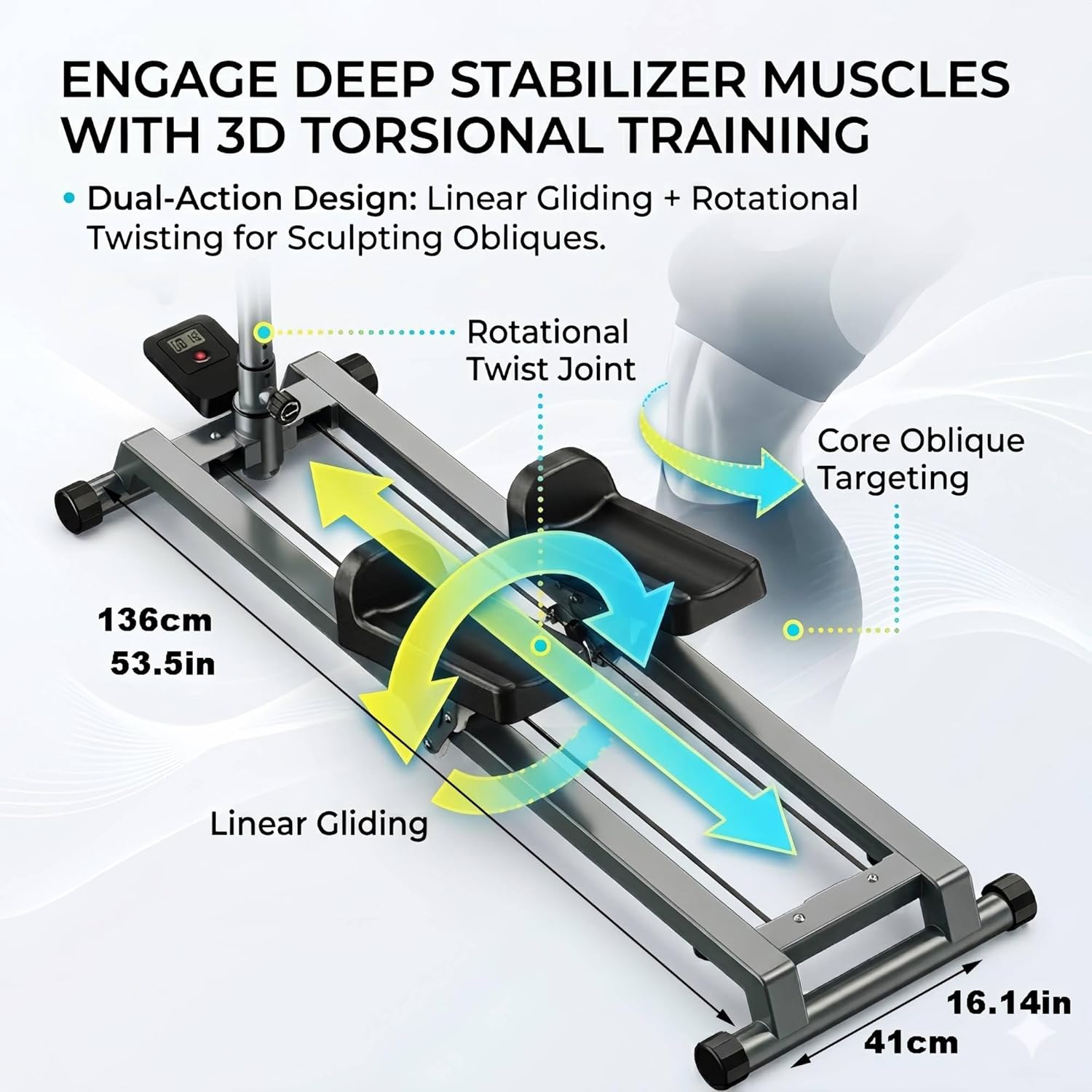 Spine Twist & Stretch Trainer Home Gym Exercise Machine Crawling Training Machine, Spine Twist And Stretch Trainer Ab Machine 5 Adjustable Height Digital Display 400Lbs Capacity for Lower Back