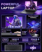 Laptop Computer 16GB RAM - Pentium 6500Y CPU (Beat N5095  Up to 3.4GHz)  Laptops with 256GB SSD  15.6 inch FHD IPS Screen  Type-C  USB 3.2  HDMI  Long Battery Life