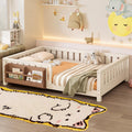 Bellemave Beige Montessori Floor Bed with Fence and Slats, Full Size Montessori Floor Bed with Bookcase and High Rails, Easy Assemble Bed Frame for Girls, Boys, Full
