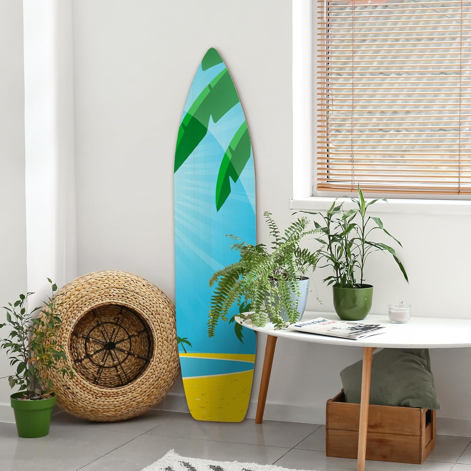 6 ft Wood Surfboard Wall Art Unfinished DIY Hanging Wood Longboard Vintage Wooden Beach Decorative Surfboard Unique Raw Large Decor Sign Boards Gift Idea for Home Room