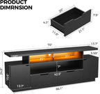IRONCK TV Stand for TVs 85 inch with Power Outlet and LED Lights, Entertainment Center with Storage Cabinets, Media TV Console with Drawers, Modern TV Stand for Living Room, Black