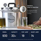 All American 1930: 30qt Pressure Cooker/Canner (The 930) - Exclusive Metal-to-Metal Sealing System - Easy to Open & Close - Suitable for Gas or Electric Stoves - Made in the USA