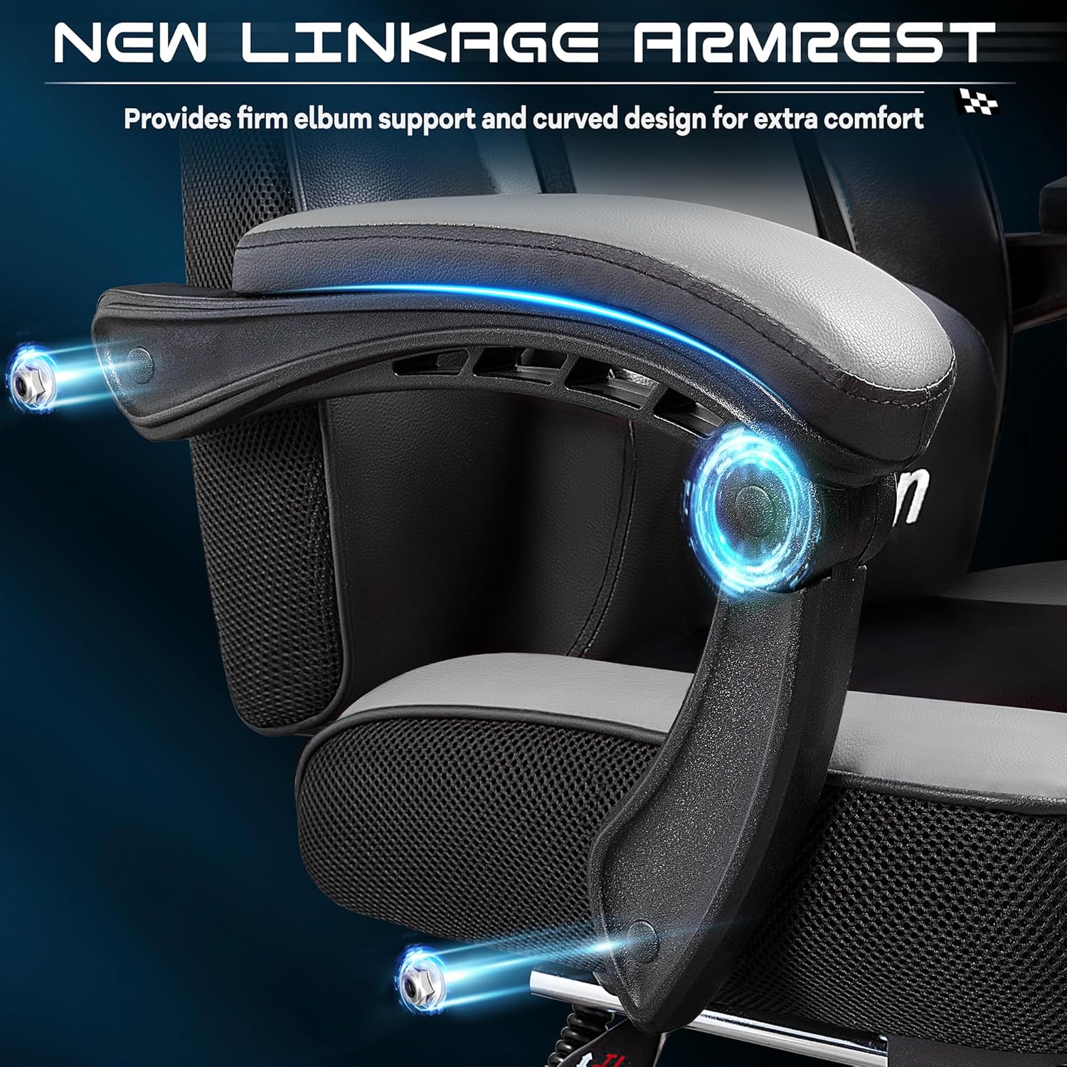 Meilocar Gaming Chair for Adult, Computer Chair with Footrest Video Game Chair Big and Tall Gaming Chair with Massage Lumbar Support, Adjustable Height and 360° Swivel Seat(Grey)