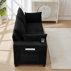 Anwick 78" Corduroy Small Couches for Living Room, Modern Upholstered Loveseat Sofa with USB & Cup Holders, Side Pocket, Soft Deep 2-Seater Sofa Couch for Living Room Bedroom Office Apartment (Black) | USB, Cup Holders, Side Pocket