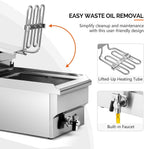 ROVSUN 12.5QT/11.8L Electric Deep Fryer w/Frying Basket, Timer, Drain, & Lid, Commercial Countertop Single Tank Frying Machine, Adjustable Temperature, for French Fries Donuts Onion Rings, 1700W 110V