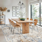 12x18 ft Extra Large Living Room Rug – Washable Modern Abstract Neutral Oversize Rugs for Bedroom,Dining Room,Family Room – Non-Slip Low-Pile Thin Stain-Resistant Carpet（Blue Brown）
