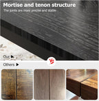 Garvee 79 in Dining Table for 6, Farmhouse Wooden Kitchen Tables for Family, Rectangular Industrial Style Dining Room Table with Sturdy Metal Frame, Long Desk for Restaurant, Kitchen, Office,Black