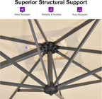 PURPLE LEAF 10 Feet Patio Umbrella Outdoor Cantilever Square Umbrella Aluminum Offset Umbrella with 360-degree Rotation for Garden Deck Pool Patio, Beige