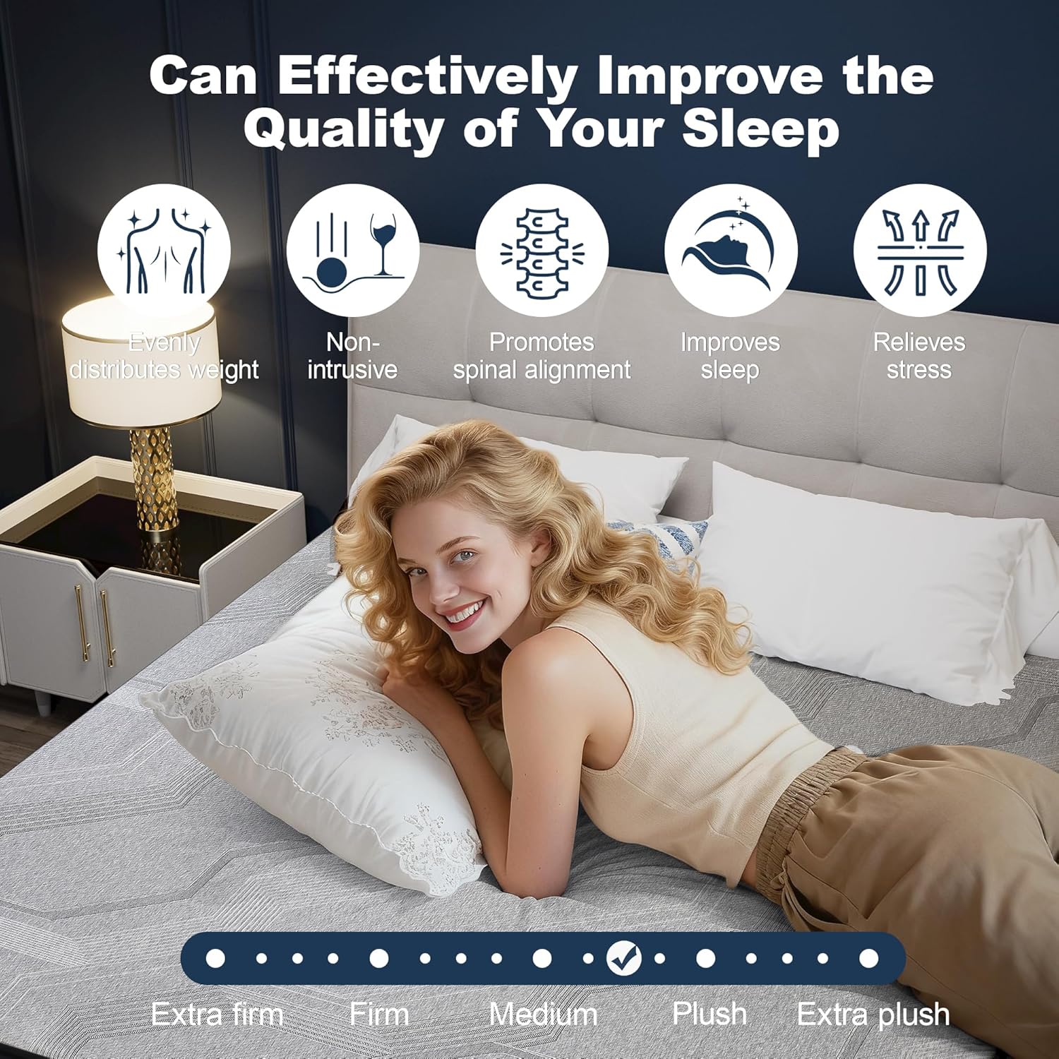 Suiforlun Queen Mattress, 15 Inch Fiberglass-Free Hybrid Charcoal Gel Memory Foam Mattress with 7 Premium Layers and Upgraded Edge Support Pocket Coils, Medium-Firm