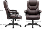 Furmax Office Executive Chair High Back Adjustable Managerial Home Desk Chair, Swivel Computer PU Leather Chair with Lumbar Support (Brown)