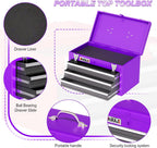 AIRAJ Rolling Tool Chest,4 Drawers Tool Chest with 4 Swivel Casters,Large-Capacity Detachable Tool Cabinet with Lock and Double Doors,Suitable for Work Shops,Warehouse and Garage,Purple