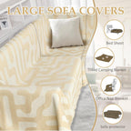1OO% Waterproof Sectional Couch Covers for Dogs L Shaped Corner Sofa Cover Washable Chenille Sofa Slipcovers Blanket Modern Jacquard Pet Furniture Protector (91"x252", Boho Beige)