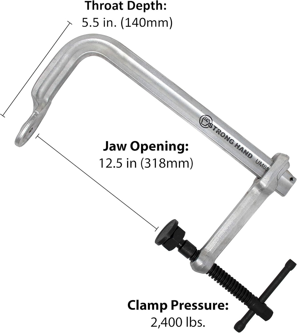 Strong Hand Tools 4-in-1 Clamping System, Regular Duty Bar Clamp, Capacity 12-1/2", Clamping Pressure: 2,400 LBS, Throat Depth: 5-1/2″, UM125-C3, Strong Hand Tools