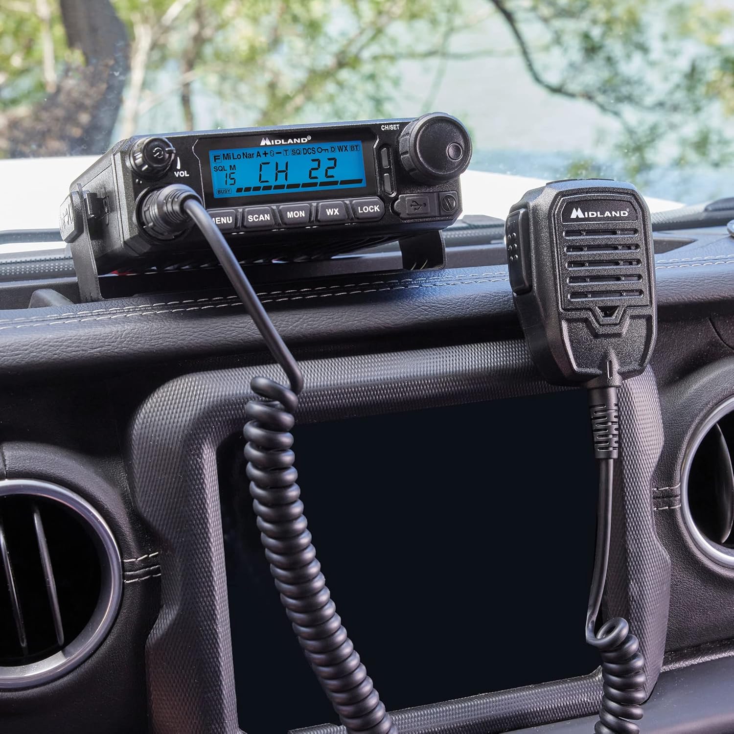 Midland MXT500 50-Watt GMRS Mobile Radio - for Farms  Ranches  Overlanding  Trails  and Off-Roading - 8 Repeater Channels  Compact Design  External Magnetic Mount  2.1dB Unity Gain Antenna