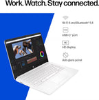 HP 14" Laptop Thin and Light for 2026 Student Business with Office Suite  Copilot AI  Intel CPU Up to 2.8GHz  8GB RAM  628GB Storage (128GB SSD+500GB Ext)  WiFi 6  Win 11 Pro  MarxsolAccessory  White