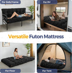 MAXYOYO 6" Futon Mattress Full Size, Tufted Futons Sofa Couch Bed with Twisted Rope Design Edging, Thick Corded Fabric Floor Mattress for Adults, Shredded Foam Filling (Frame Not Included), Black