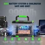 Portable Power Station 1000W (Peak 2000W)  999Wh Solar Generator  110V Pure Sine Wave AC Outlet with PD 60W USB-C Fast Charging  Outdoor Camping RV Van Home Backup Off-Grid Living