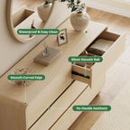 Lulive Wood Dresser for Bedroom, 53” Wide Chest of Drawers with 6 Drawers, Modern Closet Storage Drawer with Curved Profile Design for Living Room, Hallway, Entryway, Natural