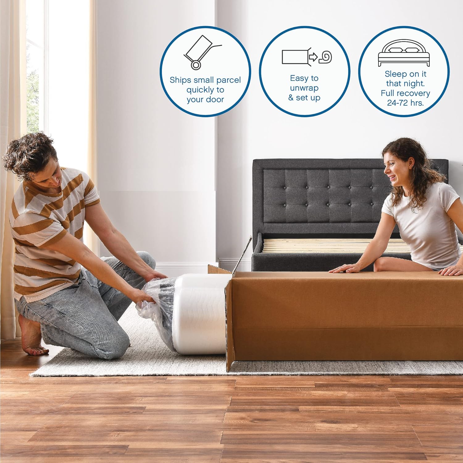 Cool Gel 12 Inch King Mattress Memory Foam Medium Firm, King Size Memory Foam Mattress Cooling, Made in the USA, 12" Depth with Pressure Relief, CertiPUR-US Certified No Fiberglass, CoolGel Bed