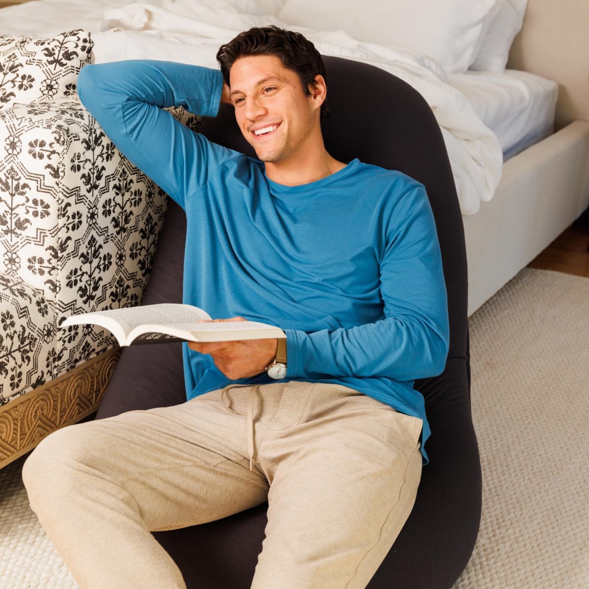 The Moon Pod Bean Bag Chair - Large, Modern Beanbag for Adults, Kids and Teens. Washable Stretch Cover Filled with Thousands of High Density Micro-Beads (Light Gray).