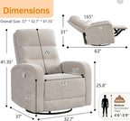 Swivel Rocker Recliner Glider Rocking Chair Nursery, Manual Swivel Recliner Chairs for Living Room, Camel Nursery Rocking Chairs Recliner, Chenille Fabric